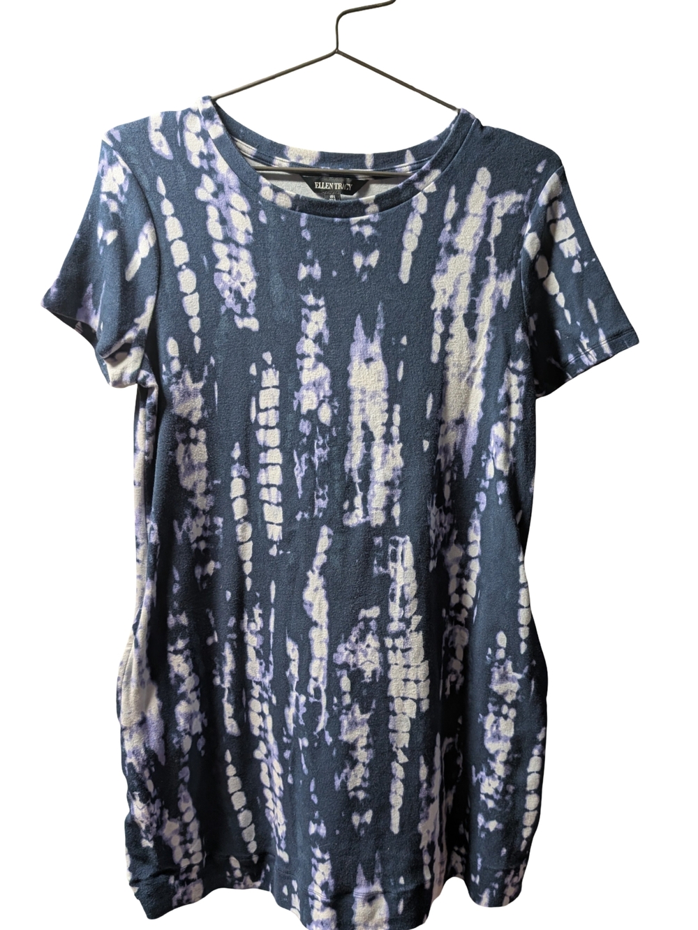 Ellen Tracy Indigo Tie Dye T-Shirt Dress Size L